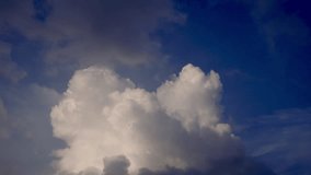 Static shot of bright cumulus clouds drifting in clear daylight sky, peaceful atmosphere for backgrounds or design. - Powered by Shutterstock - Get 15% off with code: PIKWIZARD15