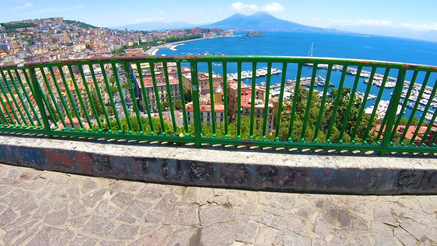Panoramic view of Naples gulf on a sunny day, Italy