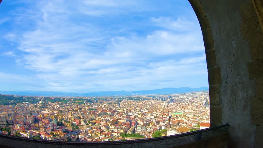 Panoramic view of Naples gulf in springtime, Italy