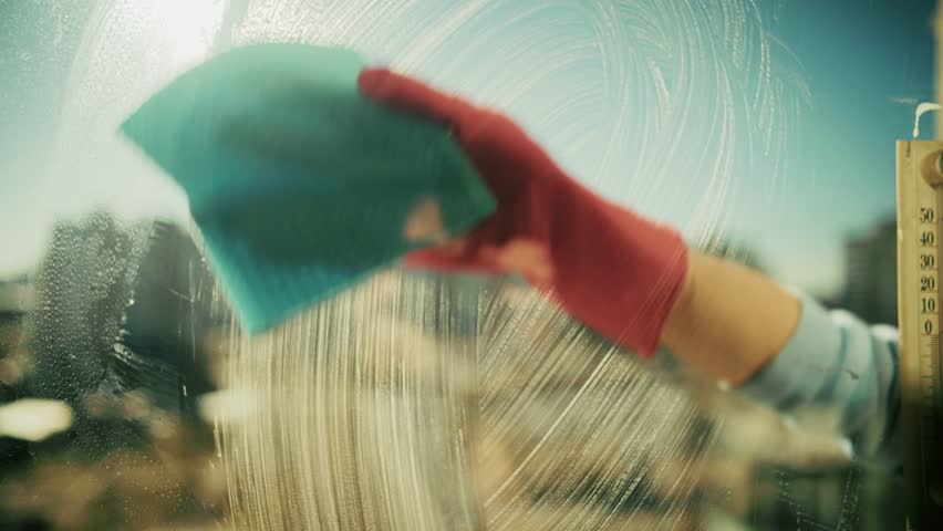 Squeegee Cleaning Glass With Soap Suds. Household Chores And Maintenance. Professional Window Washing Service. Spring Cleaning Activity, Housekeeping Task, Domestic Lifestyle Window Cleaner Tool