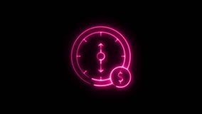 Neon pink clock and dollar sign animation with up-down arrows on a black background. Financial growth. Economic decline. Time investment. Business strategy. Market analysis - Powered by Shutterstock - Get 15% off with code: PIKWIZARD15