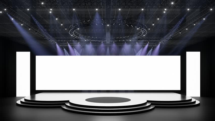 Large LED Screen Event Stage for Corporate Event. 3d Render. 3d illustration.