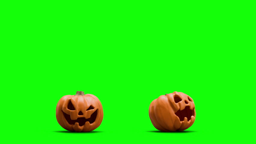 Halloween pumpkin jumping 3d loop animation collection. Green screen and alpha channel.