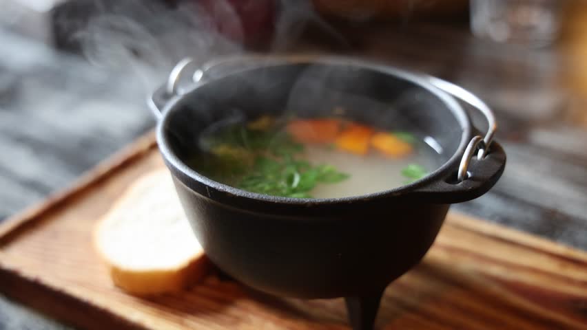 hot fish soup at the seafood restaurant