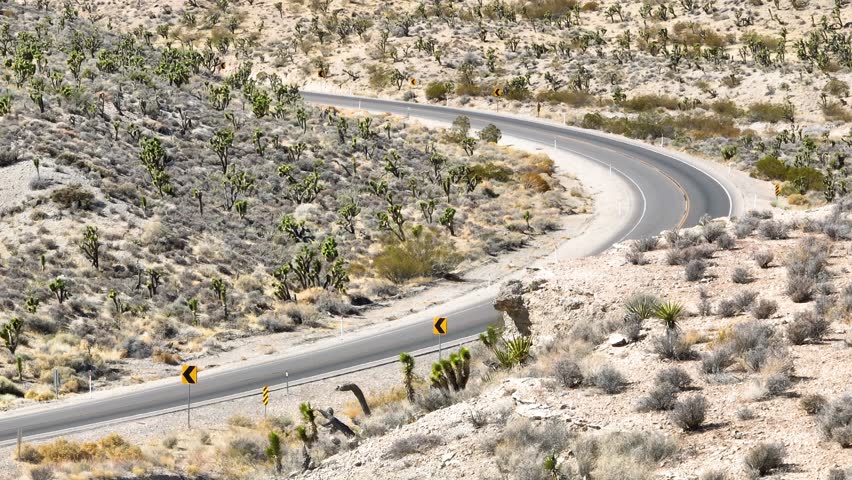 Aerial of Desert Road and Cars in Las Vegas Nevada. 3D Illustration