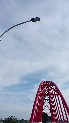 Bridge, Red bridge, Road, beutiful day