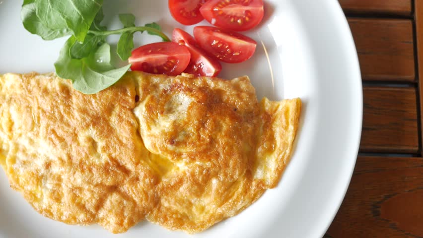 Omelette with Salad and Tomatoes 4k video