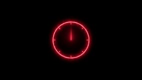 Clock icon neon bright 24 hours day fast speed. clock neon red color animation 4k video. - Powered by Shutterstock - Get 15% off with code: PIKWIZARD15