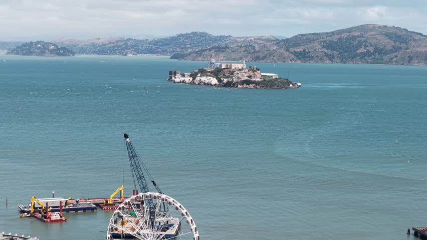 Aerial View pf Alcatraz Island and Prison from Fisherman