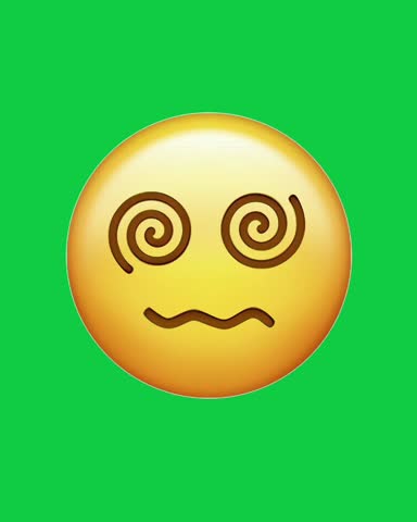 Animated dizzy emoji with spinning motion. Funny emoticon animation for video editing, overlays, memes, and creative projects.