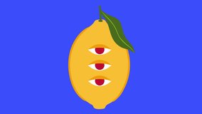 Animated lemon with eyes in hand-drawn style. Alpha channel - Powered by Shutterstock - Get 15% off with code: PIKWIZARD15