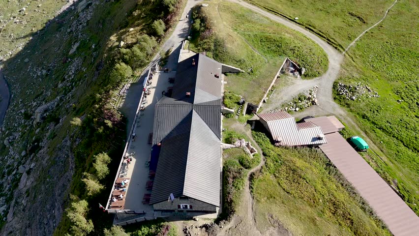4k high resolution video of the famous Refuge Elena- Italy. A must go through point in the famous and beautiful TMB- Tour du Mont Blanc Trail.