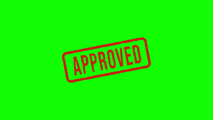 Approved Stamp Animation on Green backgroud. Approved rubber stamp with red ink on Green Screen. 4k video Resolution