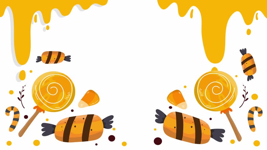 Halloween candy background with orange dripping sweet design