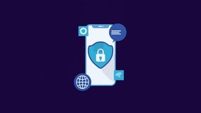 Animated Smartphone With Cybersecurity Icons Symbolizing Network Protection, Digital Safety, And Secure Communication. Cybersecurity, Network Protection, And Safe Browsing Concepts Animation. - Powered by Shutterstock - Get 15% off with code: PIKWIZARD15
