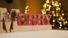 Merry Christmas Greeting Card With Christmas Tree Background In A Room - Powered by Shutterstock - Get 15% off with code: PIKWIZARD15