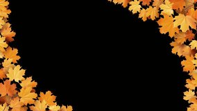 Static oblique frame of vibrant orange and yellow autumn maple leaves creating a border against a black background. Ideal for seasonal titles or graphics - Powered by Shutterstock - Get 15% off with code: PIKWIZARD15