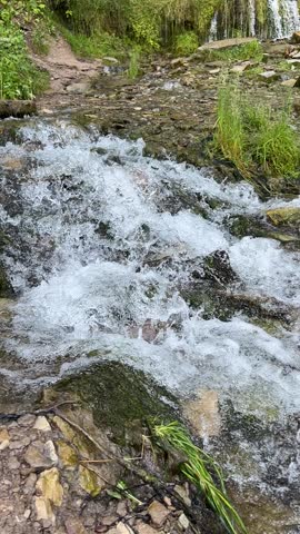 Mountain stream. rapid water flow