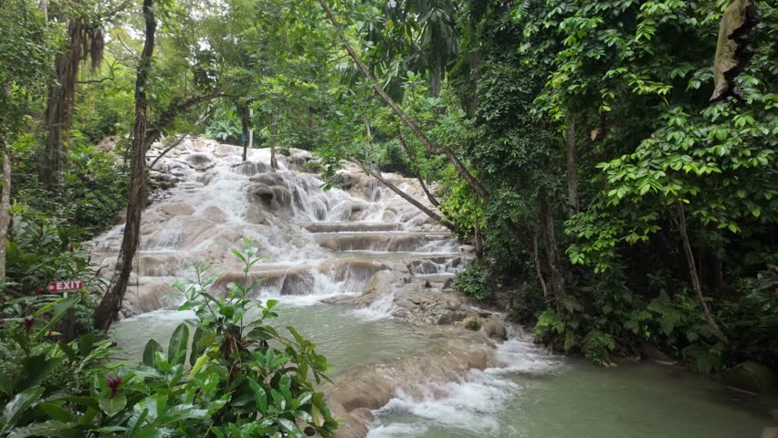 Waterfalls Surrounded By Forest In Jamaica.