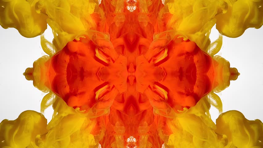 A kaleidoscope of yellow and orange colors. The concept of an abstract flame. Dynamic energy explosion. Magical metamorphoses of watercolor ink. Holy Chaos