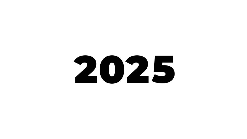 2025 to 2026 rolling text animation on white background