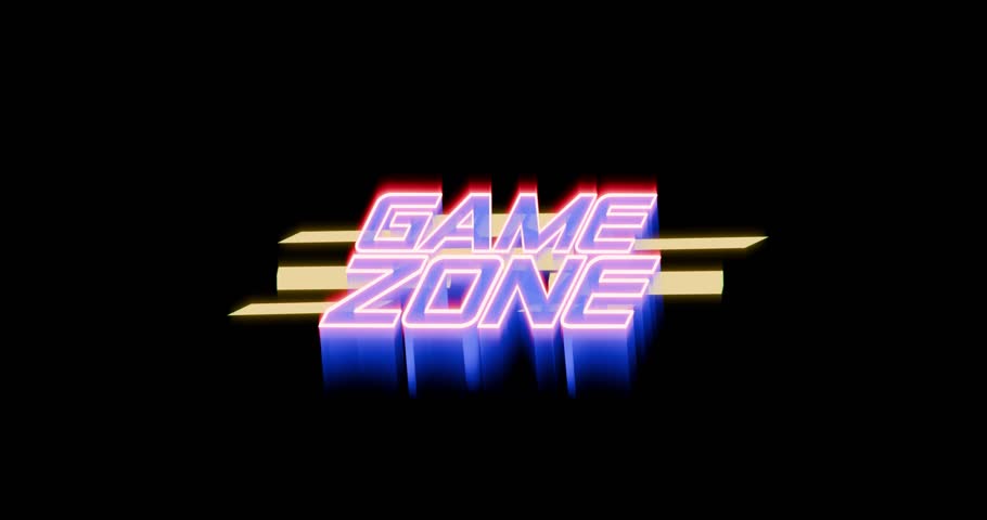 Game Zone text. 3d render video.