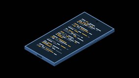 Isometric smartphone animation. Program code on smartphone screen. Isometric technology. Transparent background with alpha channel - Powered by Shutterstock - Get 15% off with code: PIKWIZARD15
