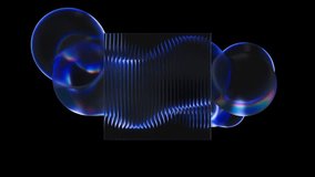 Futuristic 4k 3D animation featuring translucent bubbles and a distorted glass element with shimmering light waves. Perfect for abstract visual effects, digital backgrounds, or sci-fi motion design. - Powered by Shutterstock - Get 15% off with code: PIKWIZARD15