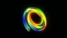 4k 3D animation of a glowing rainbow-colored light ring spinning smoothly in space on a black background. Ideal for abstract backgrounds, futuristic visuals, motion design, and vibrant digital art - Powered by Shutterstock - Get 15% off with code: PIKWIZARD15