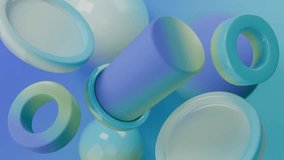 Abstract 3D Pastel blue green 3d shapes floating. Abstract video loop - seamless 3D motion background. - Powered by Shutterstock - Get 15% off with code: PIKWIZARD15