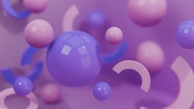 Abstract 3D Floating purple and pink spheres and arcs. Abstract video loop - seamless 3D motion background. - Powered by Shutterstock - Get 15% off with code: PIKWIZARD15