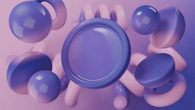 Abstract 3D Purple and pink glossy spheres and rings float in a digital image. Abstract video loop - seamless 3D motion background. - Powered by Shutterstock - Get 15% off with code: PIKWIZARD15