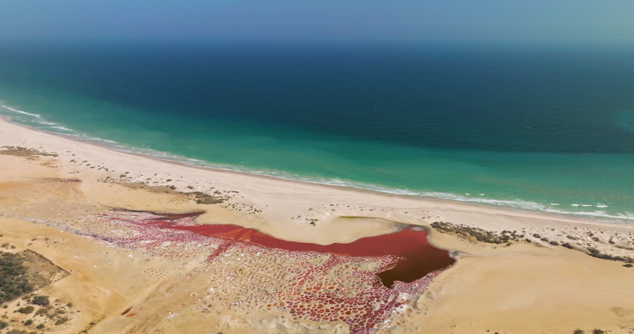 Aerial View Of Salt Flat Situated In The Qobba Area of Socotra, Yemen.