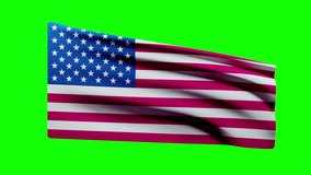 High-quality animation of the flag of the United States of America waving in the wind on a green screen background. Perfect for chroma key video editing, presentations, patriotic projects, and digital - Powered by Shutterstock - Get 15% off with code: PIKWIZARD15