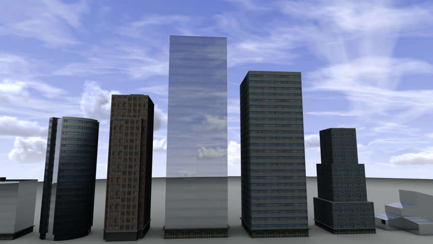 Buildings forming a growing bar chart