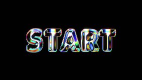 3D colorful text animation of START text with pixel mosaic effect. Letters appear, rotate and vanish into blocks. Bright, dynamic design on black background, seamless loop. - Powered by Shutterstock - Get 15% off with code: PIKWIZARD15
