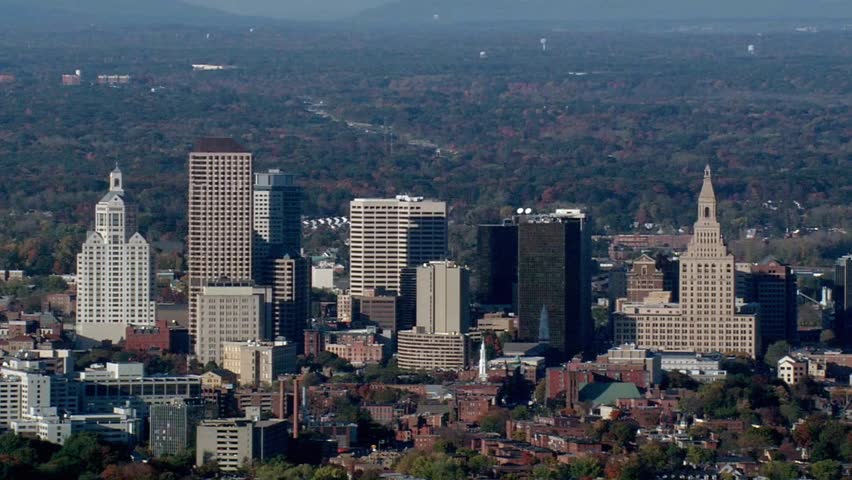 Aerial view of the city of hartford connecticut on a sunny day