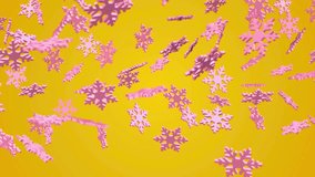 Pink Snowflakes Falling on Yellow Background - Powered by Shutterstock - Get 15% off with code: PIKWIZARD15