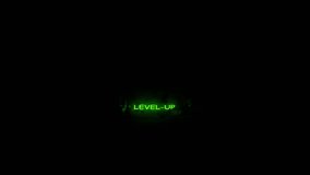 neon level up text along a loading bar in blue colour with reflection on black background. animated level up symbol  and neon text. The flashing words LEVEL UP and 3 star animation - Powered by Shutterstock - Get 15% off with code: PIKWIZARD15