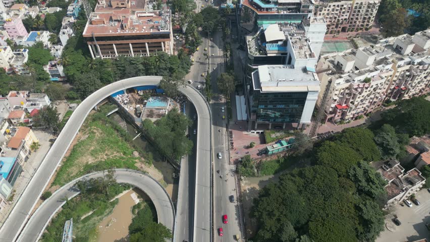 Aerial view of Old Airport road in Bengaluru City