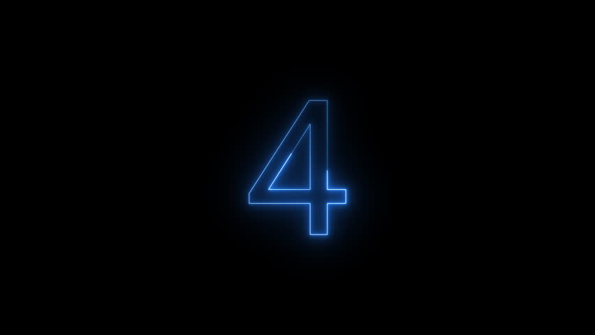Countdown neon digital animation for logo title graph HUD glowing loop technological 0 to 9