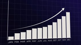 Animated bar chart with upward arrow showing monthly data growth, symbolizing business progress, financial performance, and positive analytics trends. - Powered by Shutterstock - Get 15% off with code: PIKWIZARD15