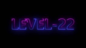 Neon Glowing Level-22 text Animation. Futuristic Loading Animation on black background  - Powered by Shutterstock - Get 15% off with code: PIKWIZARD15