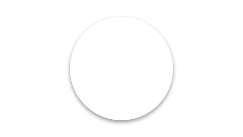 Minimalist white circle text box animation with raised bevel effect and shadow rotating around edges on white background. 4K animated for title box, logo reveal, presentations, and motion graphics.