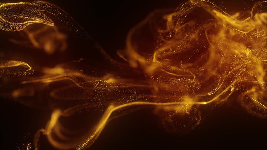 Golden Ink in Water, Particles Drop. Abstract Blue Pink Purple Swirling Smoke Wave. Flow in Macro Slow Motion. Liquid Paint Mix Swirl Movement. Defocused Magic Fluid Explosion