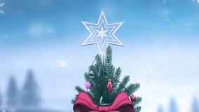 Festive Christmas tree with lights and ornaments featuring a “Merry Christmas” greeting. Perfect for holiday greetings, seasonal promos, social media, and festive branding. - Powered by Shutterstock - Get 15% off with code: PIKWIZARD15