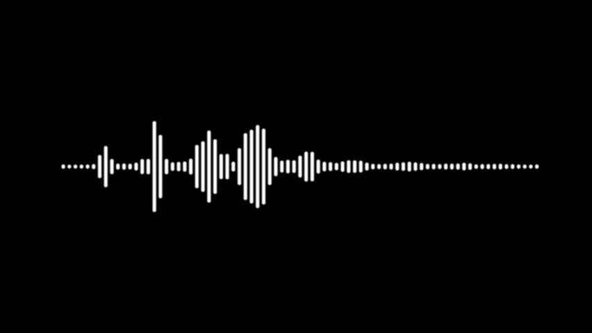 Waveform Audio, spectrum voice. White audio waveform spectrum animation. sound waveform animation with white audio equalizer bars moving rhythmically with an ALPHA channel