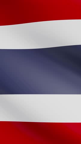 Waving Thai Flag in Portrait Format for Mobile Background or Video