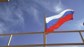 Russian tricolor flag waving in clear blue sky - Powered by Shutterstock - Get 15% off with code: PIKWIZARD15