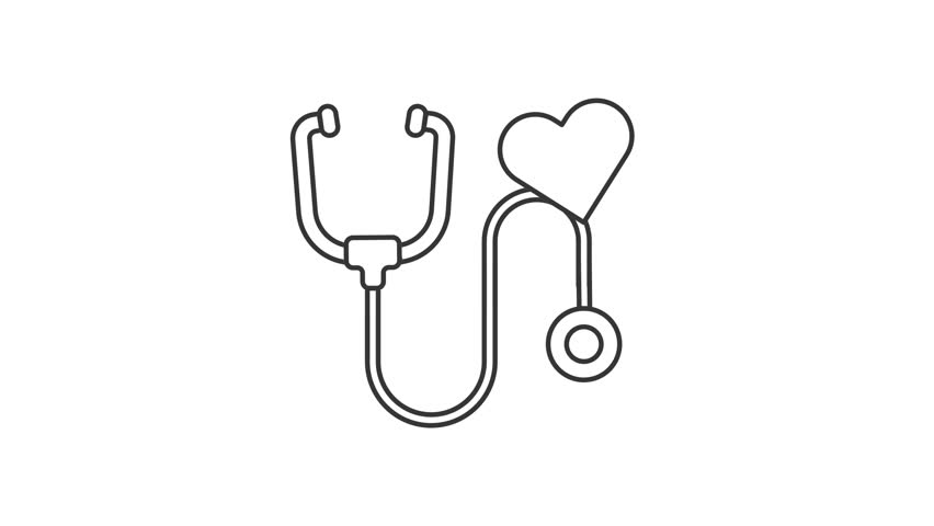 Heart Health and Stethoscope Icon Animation | HD Alpha | Cardiology and Medical Checkup